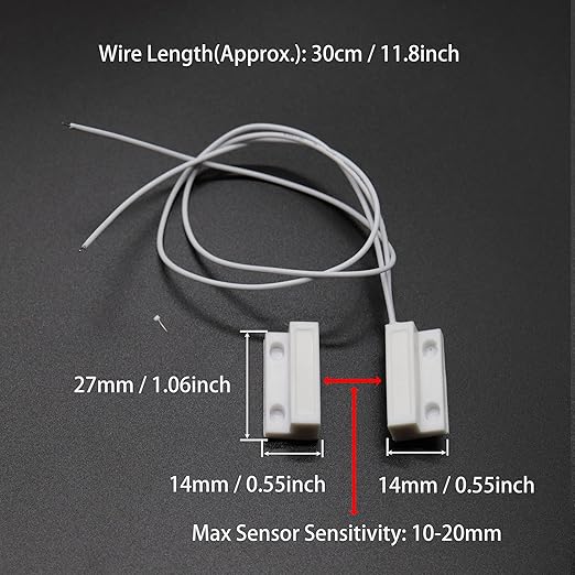 Magnetic Reed Switch NO Surface Mount Wired Door Window Contact Sensor