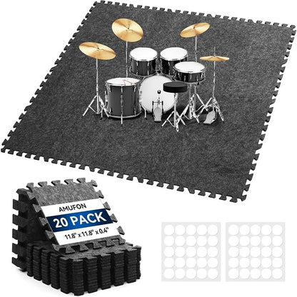 20 Pcs Sound Absorbing Interlocking Floor Mats Pads, Non-Slip Anti Vibration