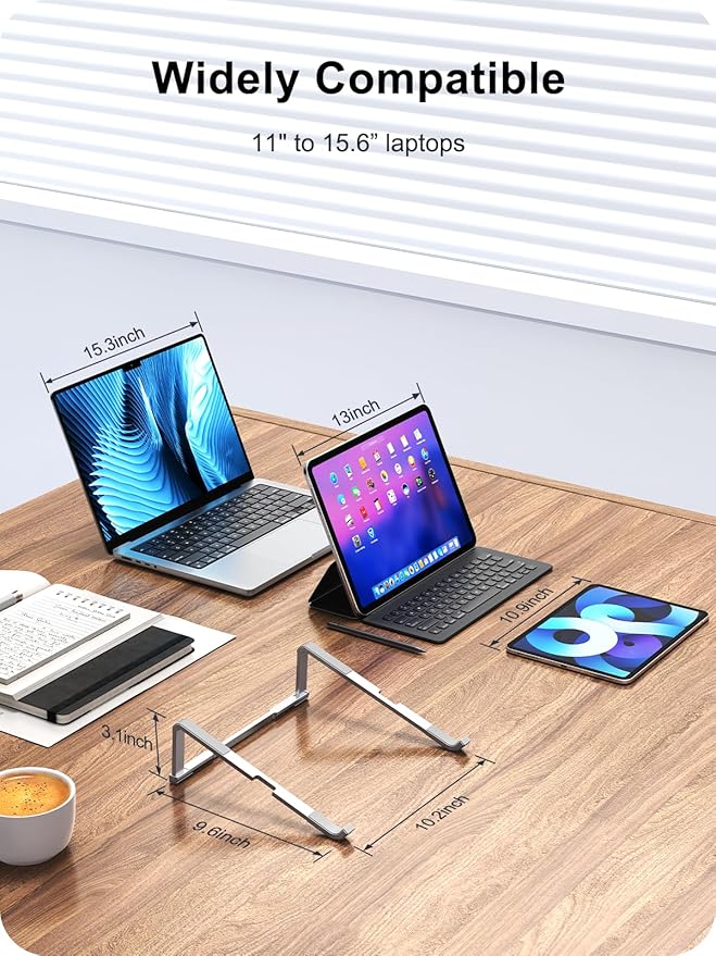 Laptop Stand for Desk, Aluminum Computer Stand for Laptop, Foldable Laptop Riser