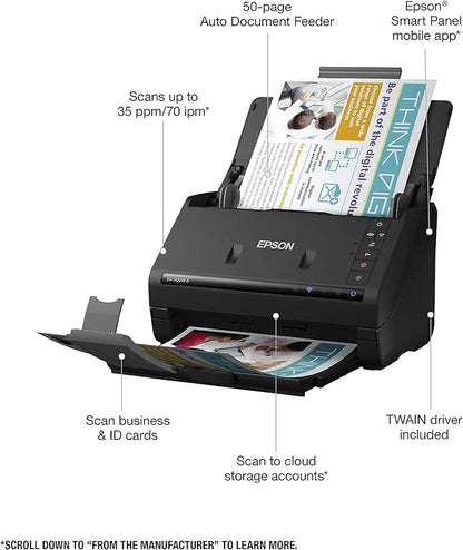 Epson Workforce ES-500W II Wireless Color Duplex Desktop Document Scanner