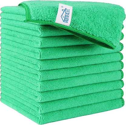 HOMEXCEL Green Microfiber Cleaning Cloth, 12 Pack Premium Microfiber Towels