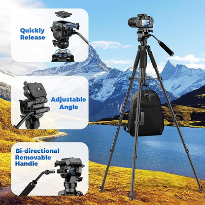 Camera Tripod, 75” Heavy Duty Tripod
