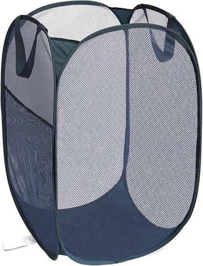 Navy Blue Durable Foldable Laundry Hamper, 22.8 x 14.2 x 14.2 inches