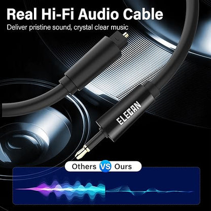 Elecan Mini Toslink to Toslink Digital Optical S/PDIF Audio Cable 8 Ft