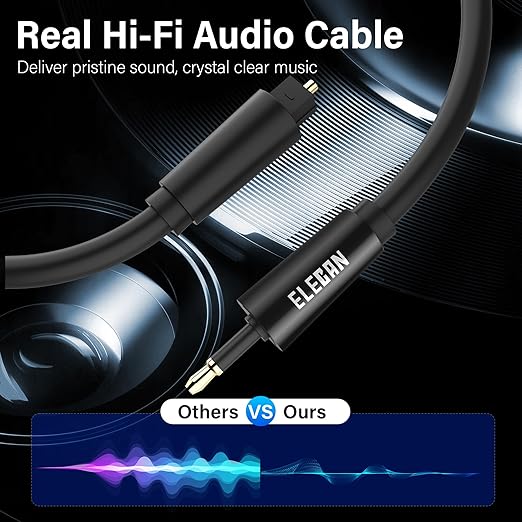 Elecan Mini Toslink to Toslink Digital Optical S/PDIF Audio Cable 6 Ft