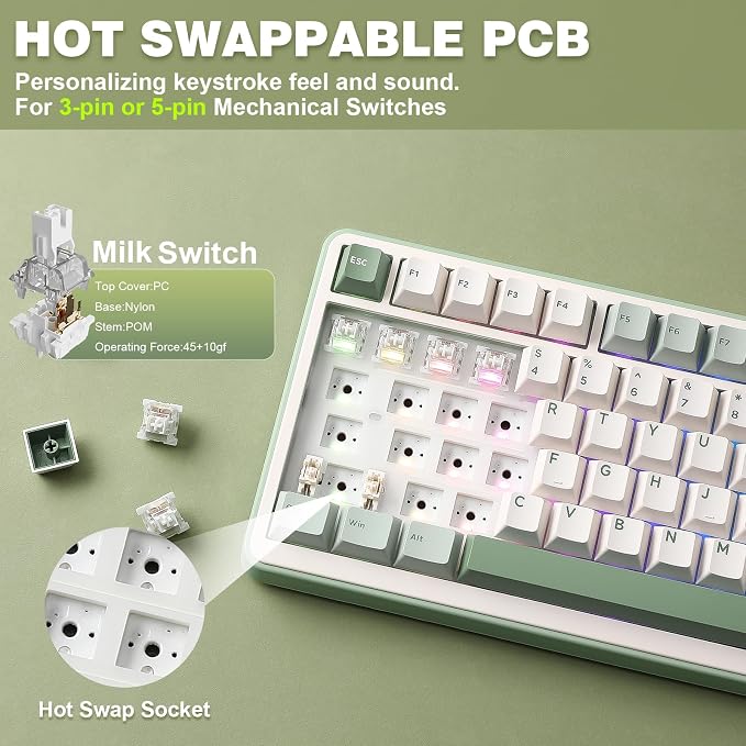 YUNZII B75 PRO Wireless Mechanical Keyboard, 75% Layout