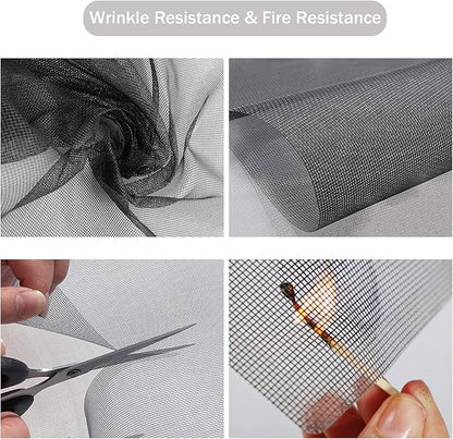 Window Screen Replacement Kit, DIY Adjustable Screen Door Mesh