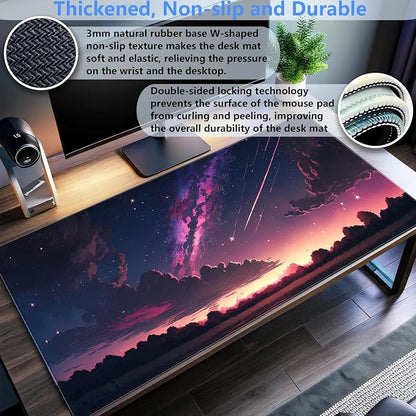 Anime Aesthetic Purple Galaxy Cloud Mouse Pad XXL Extended Gaming Desk Mat