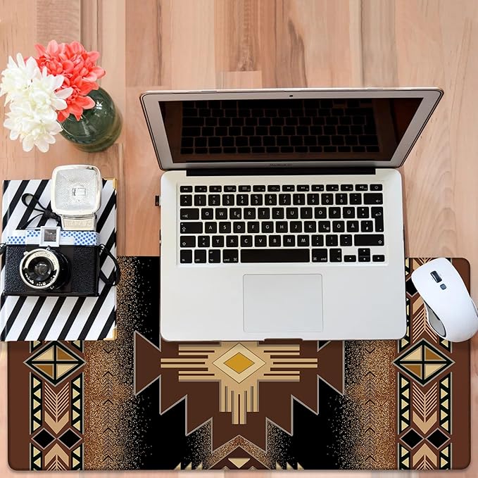 Large Mouse Pad Aztec Pattern Gaming Desk Pad Computer Keyboard Non-Slip
