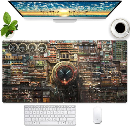 Futuristic Fantasy Mouse Pad, Cyberpunk Style Desk Mat, Extended XL Gaming