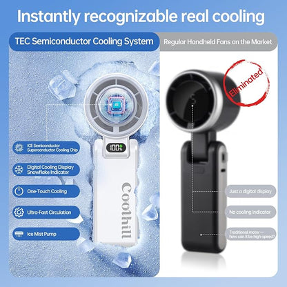 Handheld Portable Fan with Ice Cooler: 100-Speed 5500mAh Rechargeable Handheld