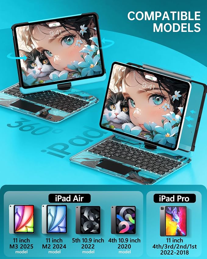 Intermerge Clear Keyboard Case for iPad Air 11", Air 5th/4th, Pro 11" 2022-2018