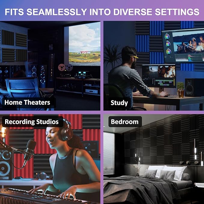 JBER Acoustic Panels Studio Foam Wedges Fireproof Soundproof Padding Wall
