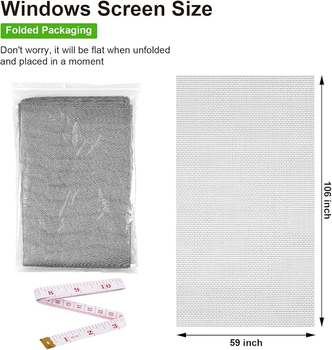 Replacement Window Screens, 59X106 Inch Durable Window Screen Mesh