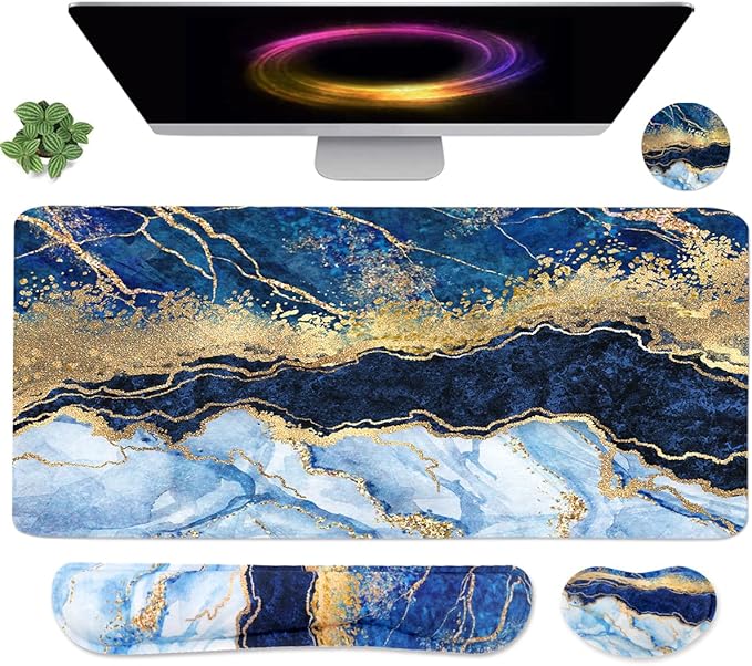 4-in-1 Large Gaming Mouse Pad, Keyboard Wrist Rest Pad & Wrist Support Mousepad