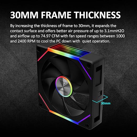 GAMDIAS AEOLUS P2-1203 120mm ARGB PWM Fan, Include Reverse Fan Blade x3 &