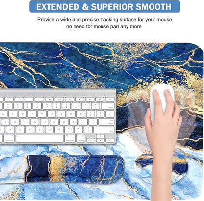 4-in-1 Large Gaming Mouse Pad, Keyboard Wrist Rest Pad & Wrist Support Mousepad
