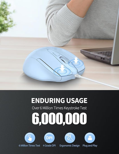 TECKNET Wired Mouse, 6-Button Corded