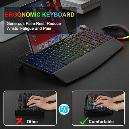 BlueFinger Wireless Keyboard and Mouse Combo Backlit, 2.4G Rechargeable
