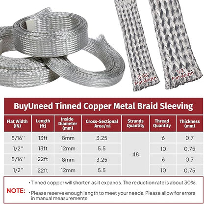 Tinned Copper Metal Braid Sleeving Wire Shielding Sleeve Braided Copper Ground