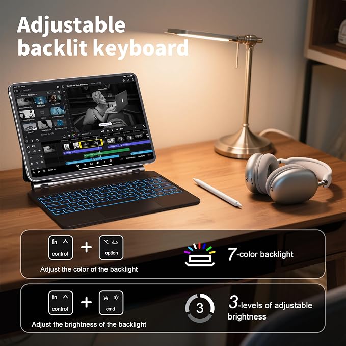 Keyboard Case for iPad 11th and iPad 10th Generation, Magic Keyboard for ipad