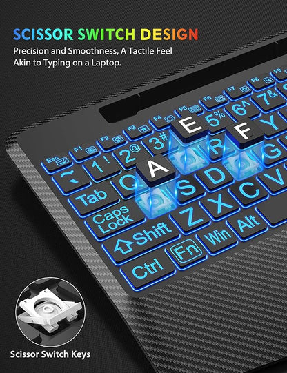 Wireless Keyboard and Mouse Backlits, Wrist Rest, LED Mouse, Rechargeable
