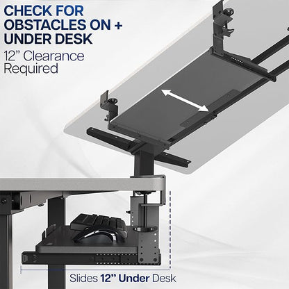 VIVO Large Height Adjustable Under Desk Keyboard Tray, C-clamp Mount System