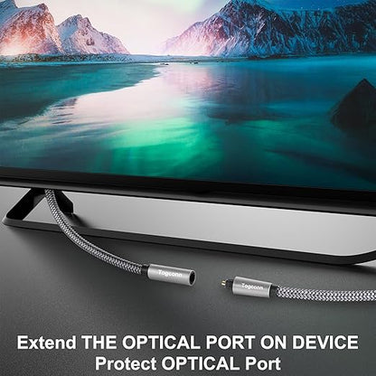 Optical Extension Fiber Digital Cable Adapter 4 Feet（2 Pack）, 90 Degree Right