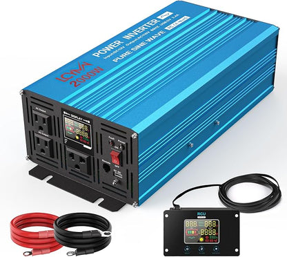 2000 Watt Inverter Pure Sine Wave DC 12V to 110V AC Power Inverters