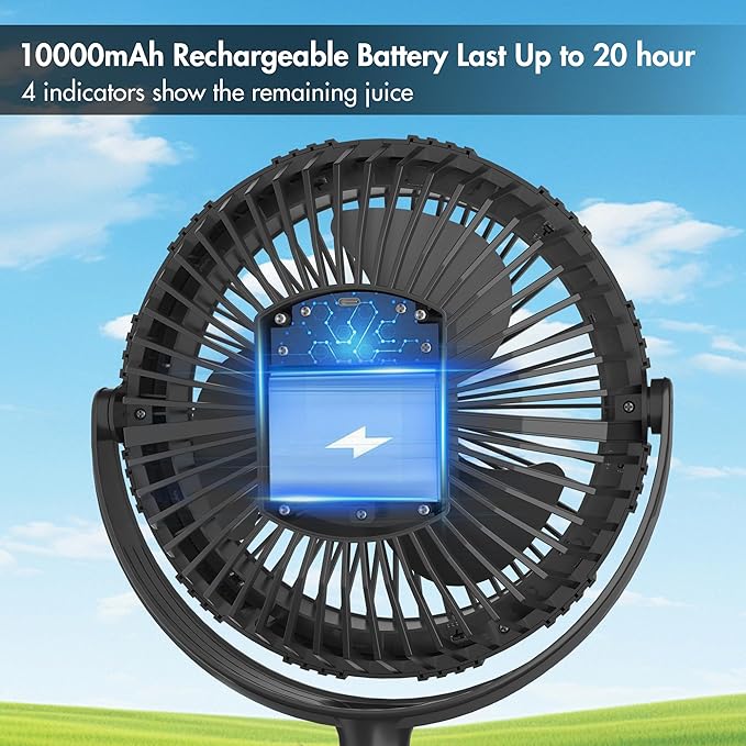 Camping Rechargeable Fan, Battery Operated