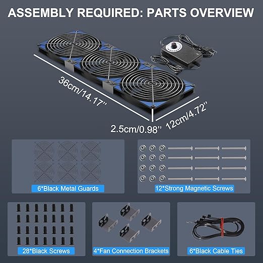 120mmx3 360mm Adjustable Computer PC Vent Fans 3-12V Speed Controller