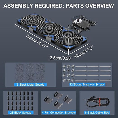 120mmx3 360mm Adjustable Computer PC Vent Fans 3-12V Speed Controller