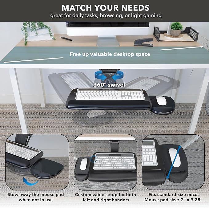Mount-It! Full Motion Under Desk Keyboard Tray
