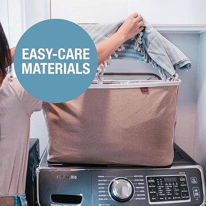 CleverMade Collapsible Laundry Basket LUXE 2 Pack – 60L Foldable Cotton Blend
