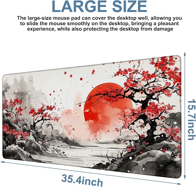 Large Mouse Pad Ink Painting Gaming Desk Pad Computer Keyboard Non-Slip
