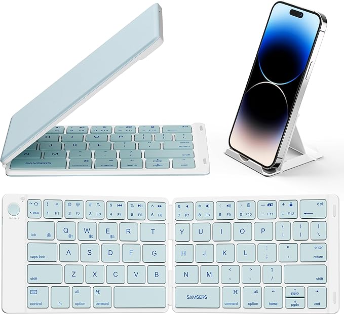 Samsers Bluetooth Foldable Keyboard, Wireless Portable Folding Keyboard