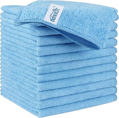 HOMEXCEL Blue Microfiber Cleaning Cloth, 12 Pack Premium Microfiber Towels