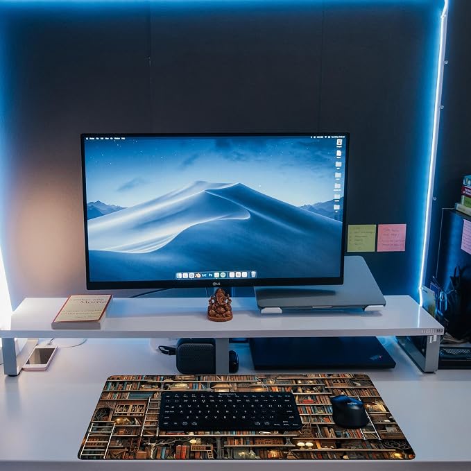 Desk Pad, Fantasy Shelves Desk Mat, Shelves Full of Books Large Gaming Mouse Pad