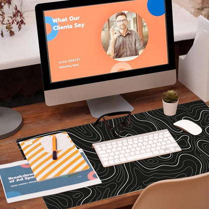 Desk Mat, Topographic Contour Large Gaming Mouse Pad