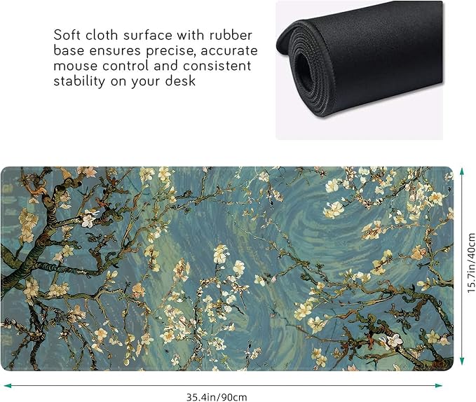 Almond Blossoms Large Mouse Pad, Gaming Keyboard Desk Pad, Extended Mouse Mat