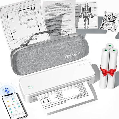 Inkless Portable Printer for Travel, Wireless Thermal Printer Supports 8.5 x 11