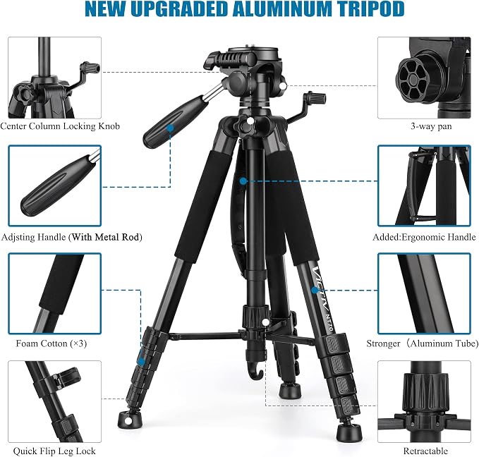 VICTIV 74” Camera Tripod, Tripod