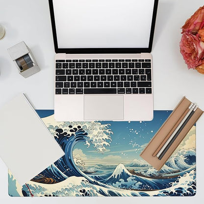Desk Mat, Japanese Sea Wave Large Gaming Mouse Pad