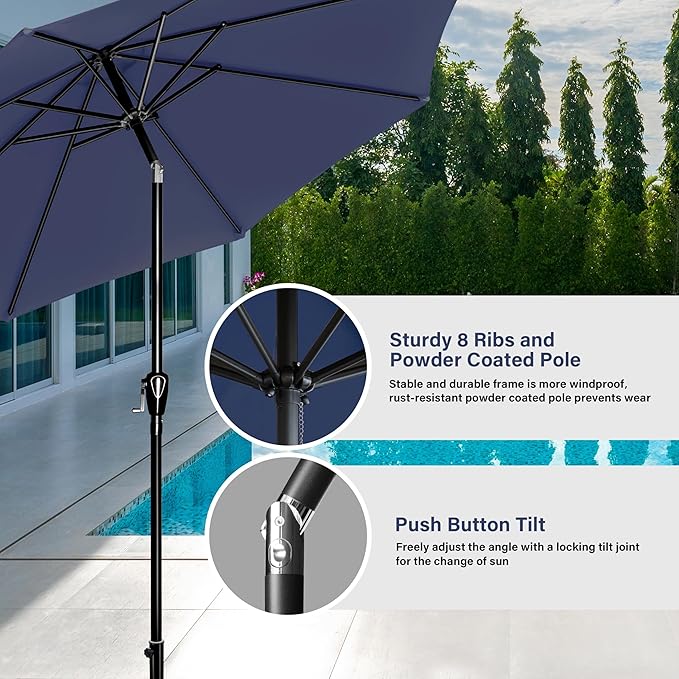 Simple Deluxe 9' Patio Umbrella Outdoor Table Market Yard Umbrella with Push Button Tilt/Crank