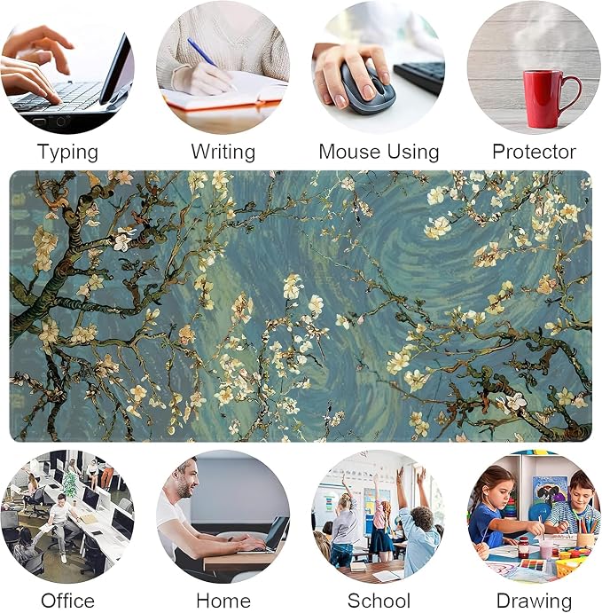 Almond Blossoms Large Mouse Pad, Gaming Keyboard Desk Pad, Extended Mouse Mat