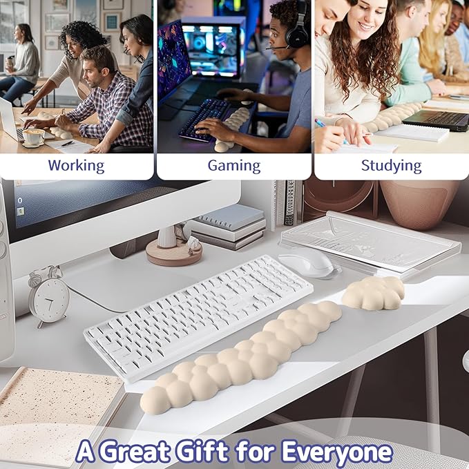 Cloud Wrist Rest for Keyboard and Mouse, Memory Foam PU Leather Keyboard Wrist