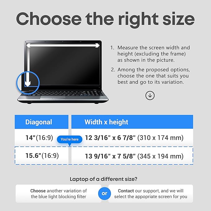 15.6 inch Blue Light Blocking Screen Protector Panel