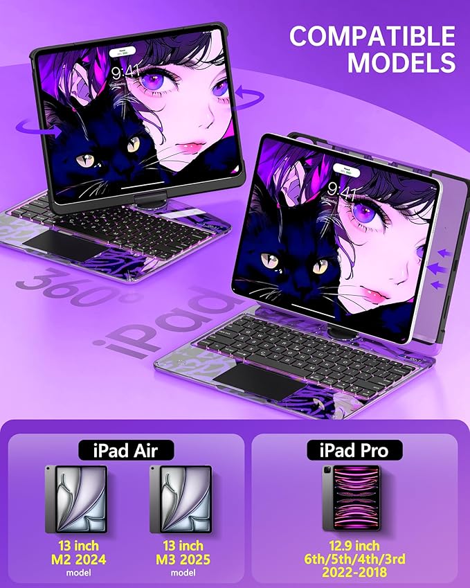 Intermerge Clear Keyboard Case for iPad Air 13" & Pro 12.9"