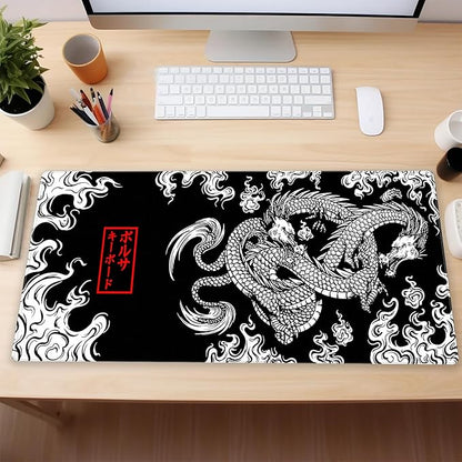 Black and White Mouse Pad Extra Large Gaming Mousepad XL Dragon Desk Mats