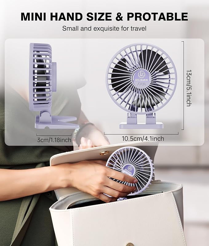 JZCreater USB Desk Fan, Mini Fan Portable, 3 Speeds Desktop Table Cooling Fan